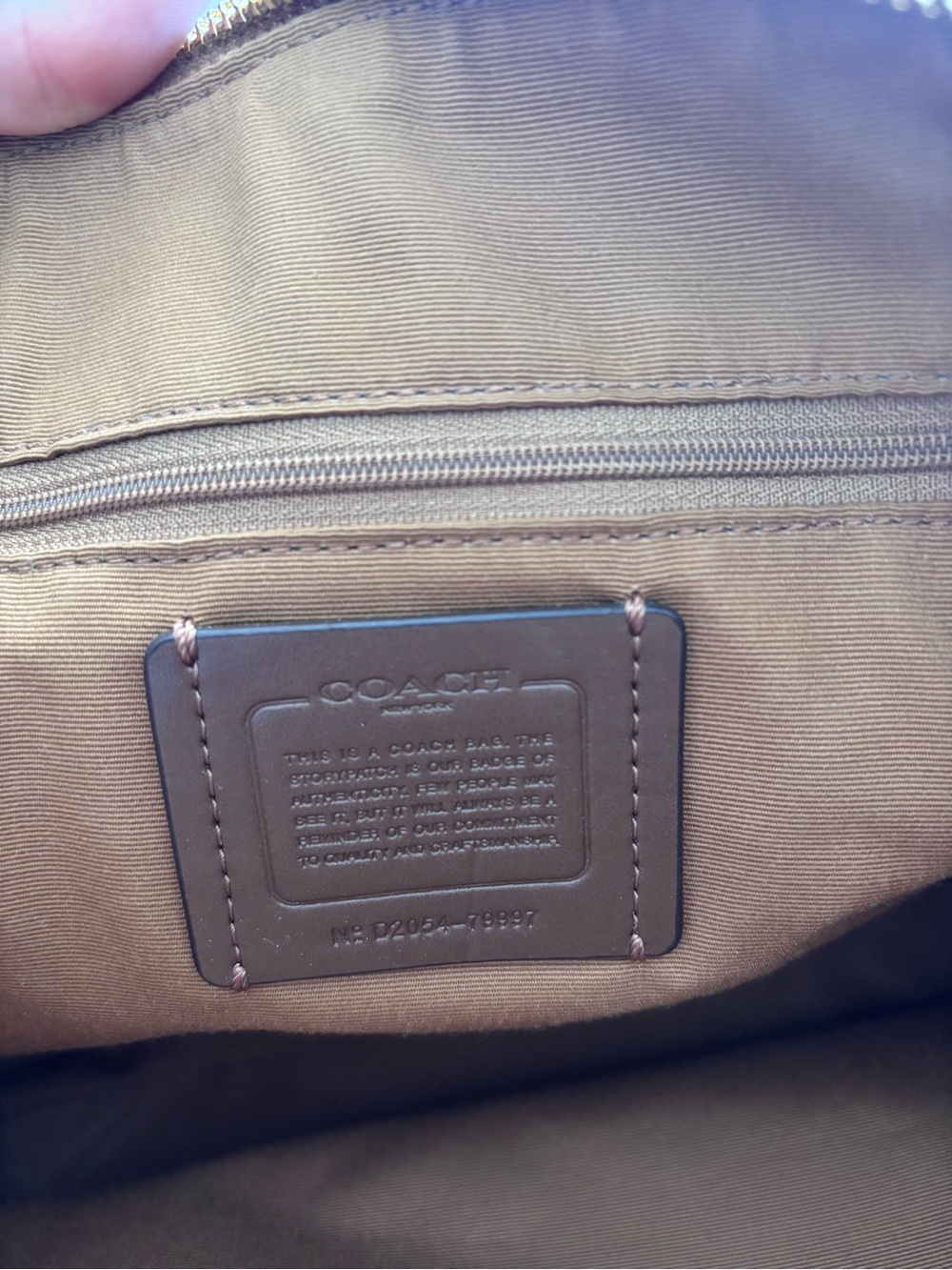 COACH Beige Pebbled Leather Prairie Satchel with Crossbody Strap - Picture 2 of 6